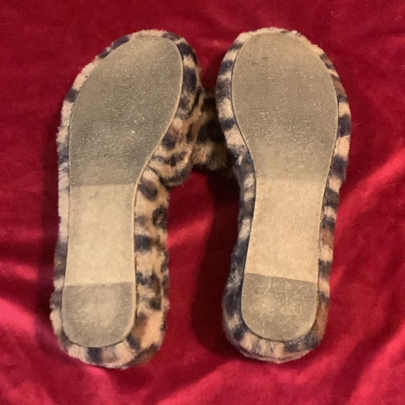 Liliana Leopard Print Fuzzy Faux Fur Slide Flatform Sandals Size 9 - Picture 7 of 7